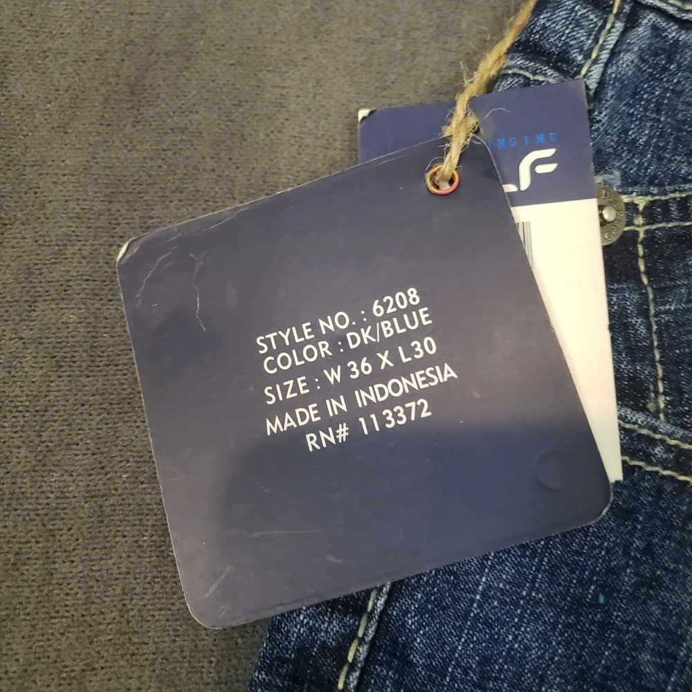 Delf Jeans Mens 36x30 Dark Blue Wide Leg Baggy Y2K Streetwear Denim 6208
